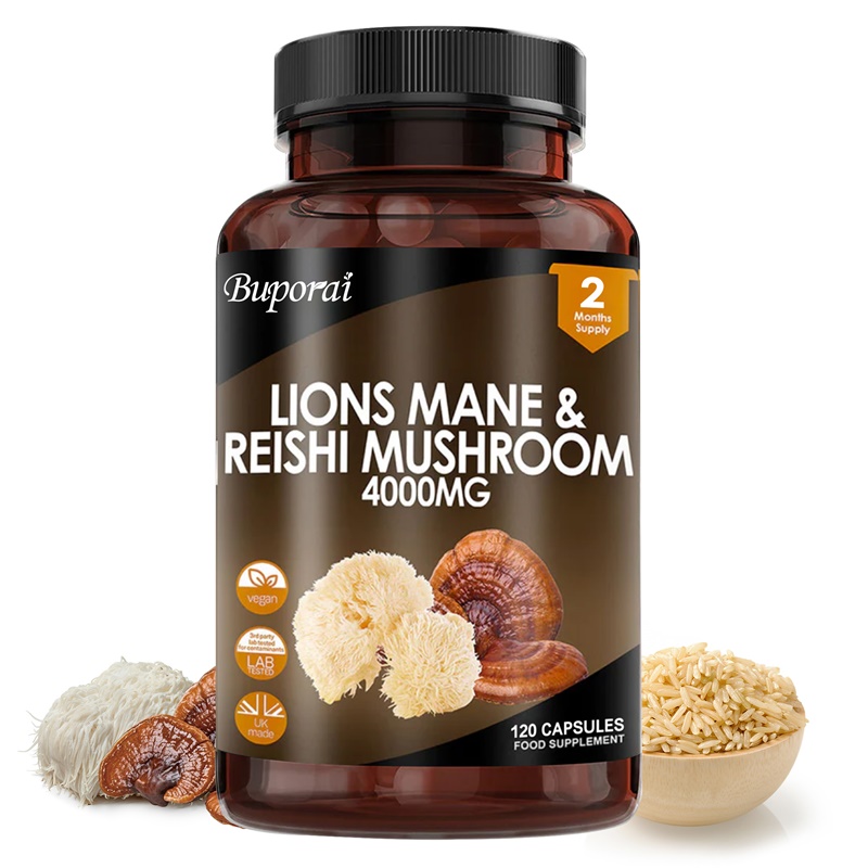Lion Mane Mushroom - 사자갈기버섯 & 영지버섯 4000mg - 뇌기능