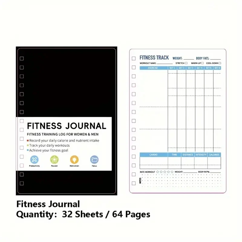 Fitness Nutrition Journal - 나선형 노트 일일 운동 및 영양