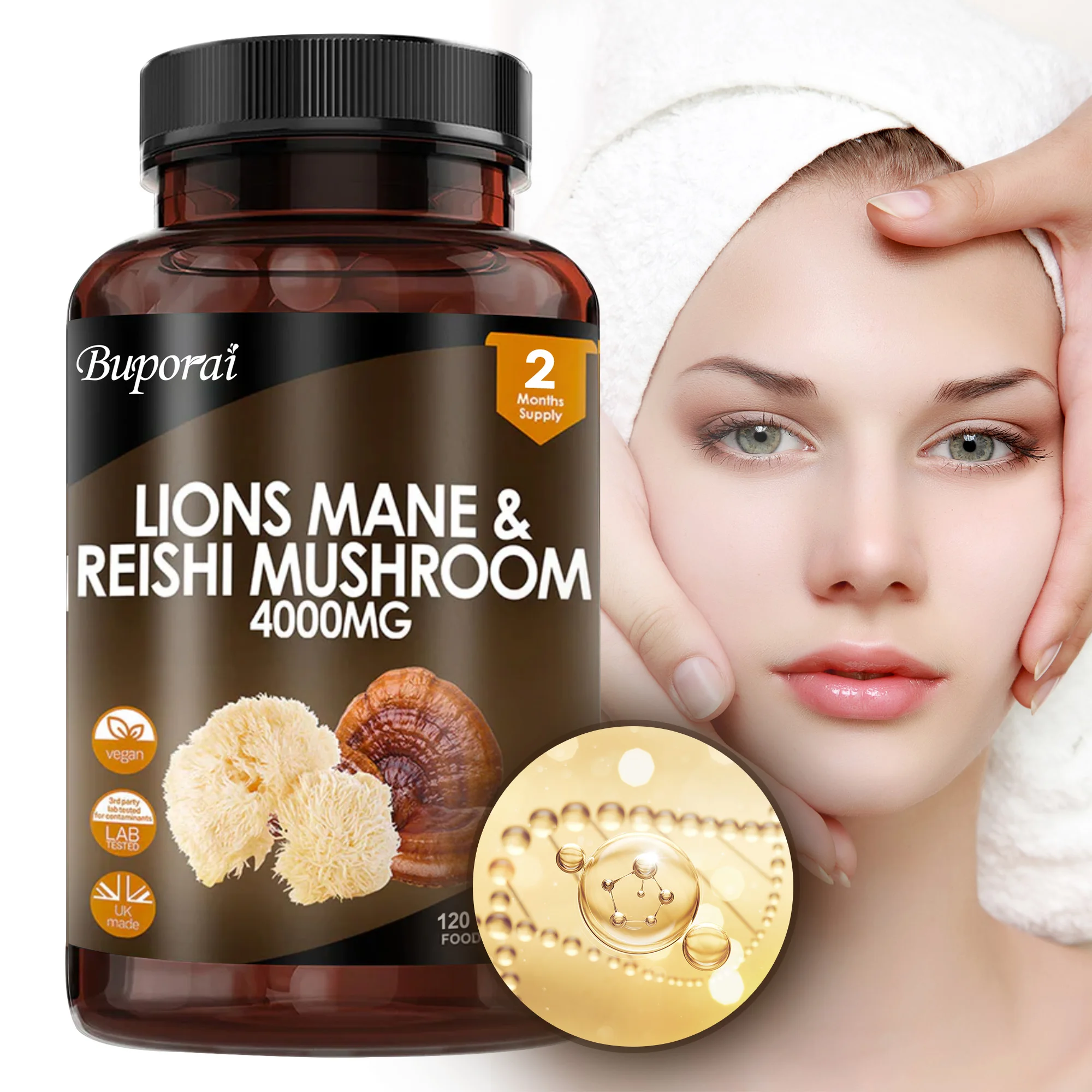 Lion Mane Mushroom - 사자갈기버섯 & 영지버섯 4000mg - 기분
