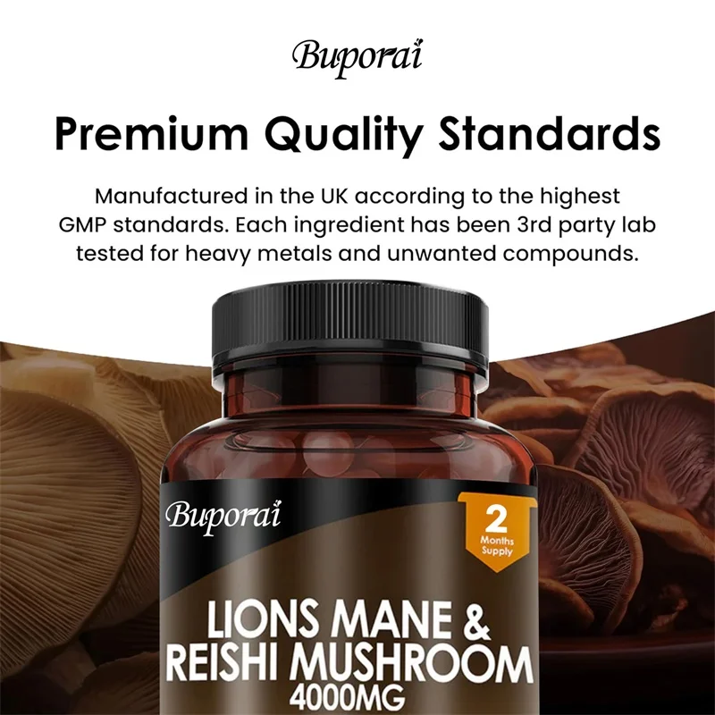 사자갈기버섯 & 영지버섯 4000mg - 뇌기능 향상, - Lion Mane Mushroom 리뷰 및 가격